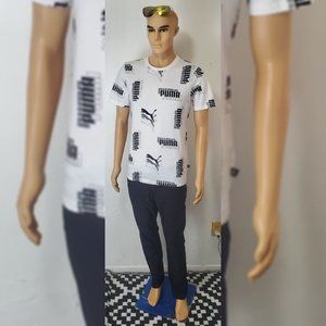 PUMA POWER AOP TEE MEN'S REGULAR FIT SHORT SLEEVE SIZE S ALLOVER PRINT WHITE